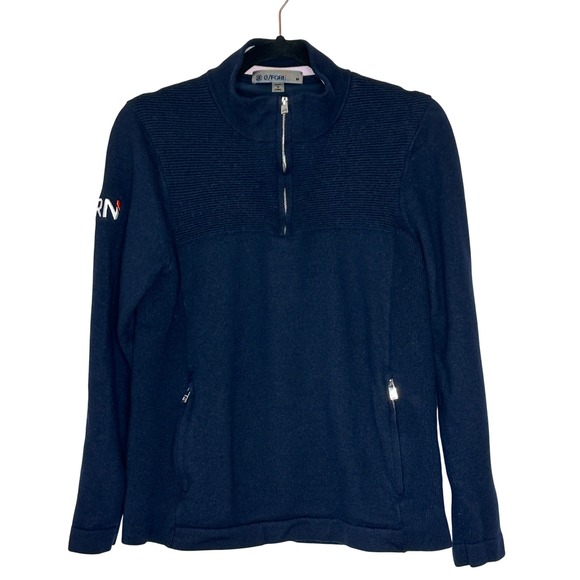 G/FORE Wind Breaker Merino Wool Quarter Zip Pullover Sweater Mens Medium Navy - Picture 1 of 14